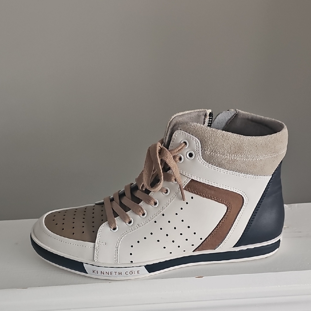 Kenneth Cole Men's High-Top Sneakers - White, Brown, and Black